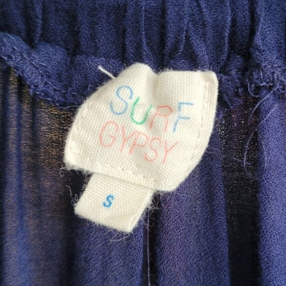 Surf Gypsy Boho Bell Sleeve Navy Top size S - Picture 8 of 9